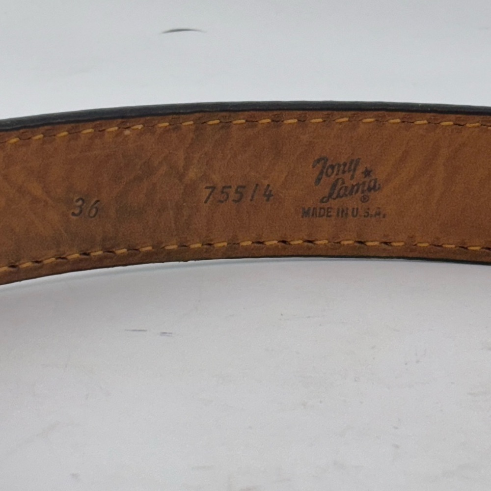 VINTAGE TONY LAMA Belt 36 Brown Cowhide leather Western Cowboy Rodeo​​ - Picture 4 of 8